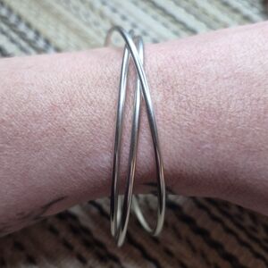 Sterling Silver Interlocking Triple Signed Bangle Bracelet